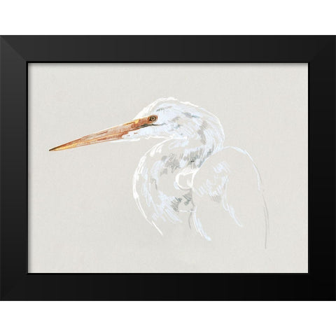 Bright Egret Sketch II Black Modern Wood Framed Art Print by Caroline, Emma