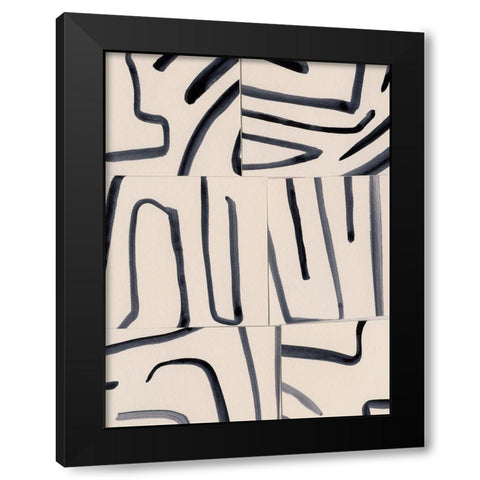 Spliced Lines I Black Modern Wood Framed Art Print with Double Matting by Barnes, Victoria