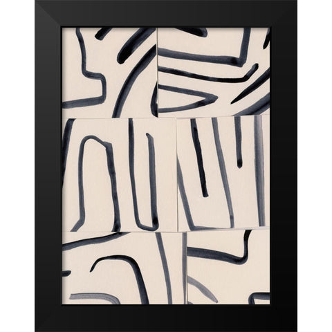 Spliced Lines I Black Modern Wood Framed Art Print by Barnes, Victoria