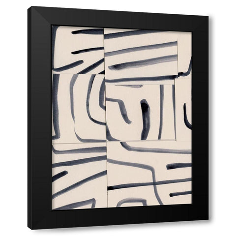Spliced Lines II Black Modern Wood Framed Art Print with Double Matting by Barnes, Victoria