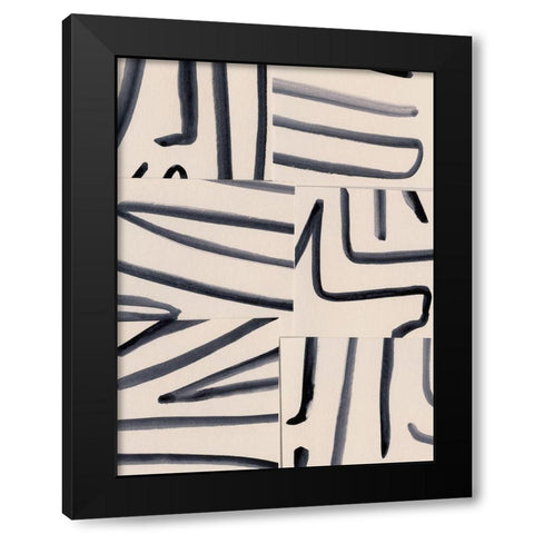 Spliced Lines III Black Modern Wood Framed Art Print with Double Matting by Barnes, Victoria