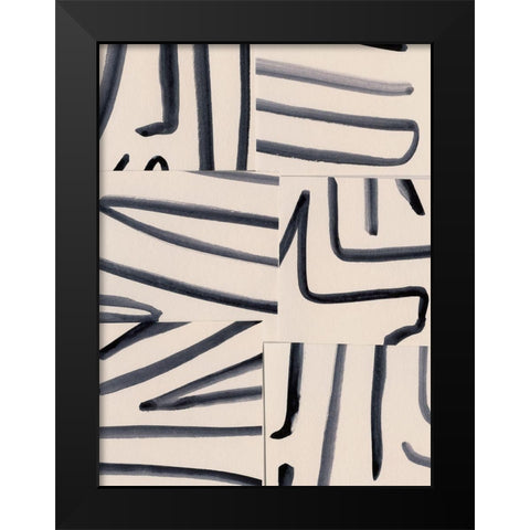 Spliced Lines III Black Modern Wood Framed Art Print by Barnes, Victoria