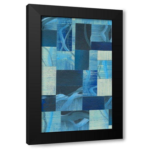 Denim Blocks I Black Modern Wood Framed Art Print with Double Matting by Moore, Regina