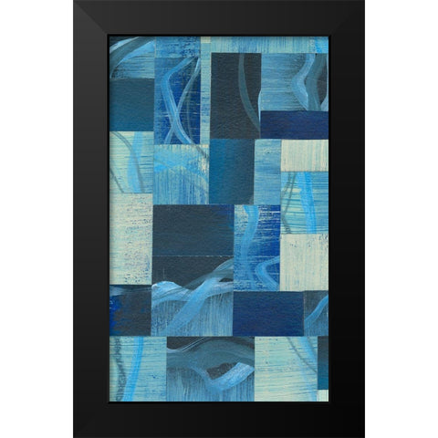 Denim Blocks I Black Modern Wood Framed Art Print by Moore, Regina