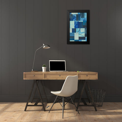Denim Blocks II Black Modern Wood Framed Art Print by Moore, Regina