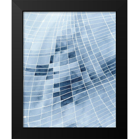 Blue Grid II Black Modern Wood Framed Art Print by Moore, Regina