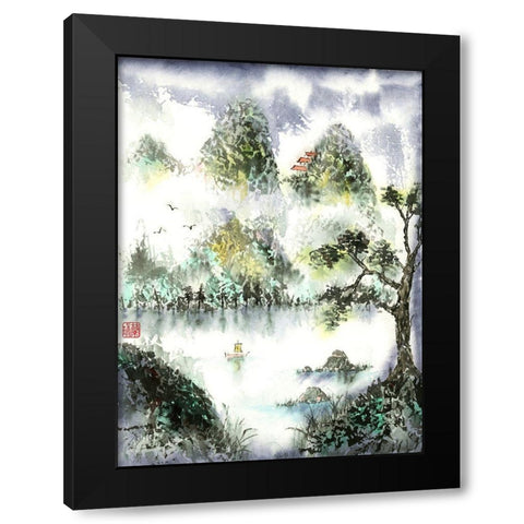 A Different View Black Modern Wood Framed Art Print with Double Matting by Rae, Nan