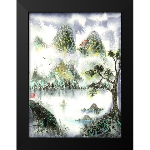 A Different View Black Modern Wood Framed Art Print by Rae, Nan