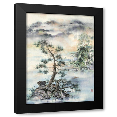 Meeting of the Wind-Nature And Man Black Modern Wood Framed Art Print by Rae, Nan