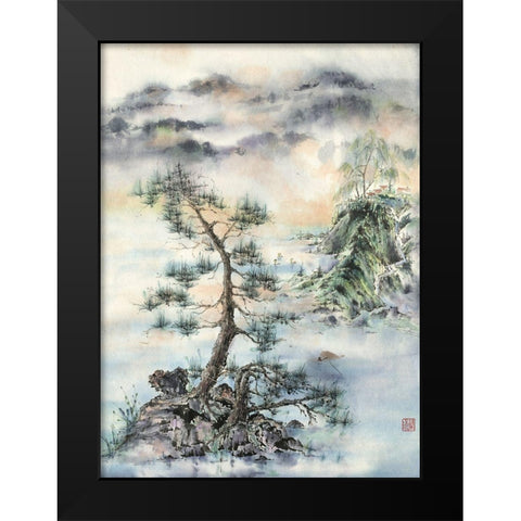Meeting of the Wind-Nature And Man Black Modern Wood Framed Art Print by Rae, Nan