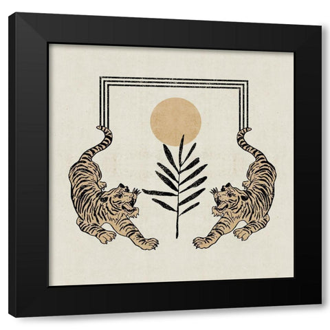 Furious Cats I Black Modern Wood Framed Art Print with Double Matting by Wang, Melissa