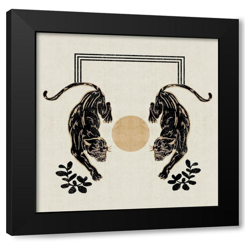 Furious Cats II Black Modern Wood Framed Art Print with Double Matting by Wang, Melissa