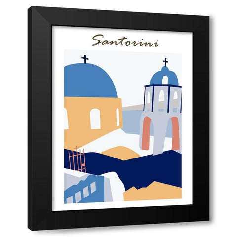 Santorini Greece I Black Modern Wood Framed Art Print with Double Matting by Wang, Melissa