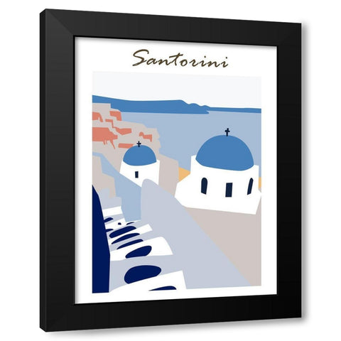 Santorini Greece II Black Modern Wood Framed Art Print with Double Matting by Wang, Melissa