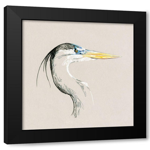 Bright Heron Sketch I Black Modern Wood Framed Art Print by Caroline, Emma