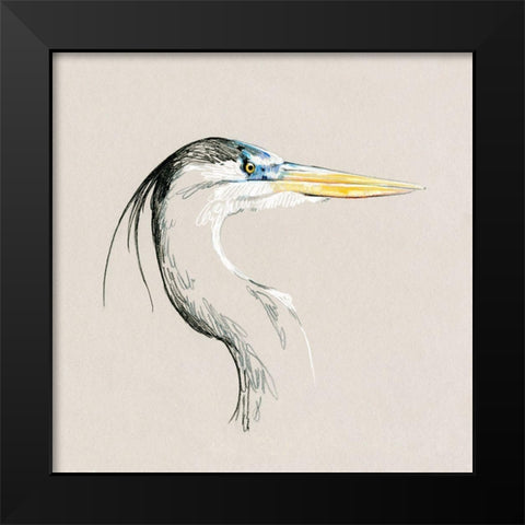 Bright Heron Sketch I Black Modern Wood Framed Art Print by Caroline, Emma