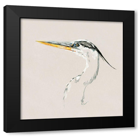 Bright Heron Sketch II Black Modern Wood Framed Art Print with Double Matting by Caroline, Emma