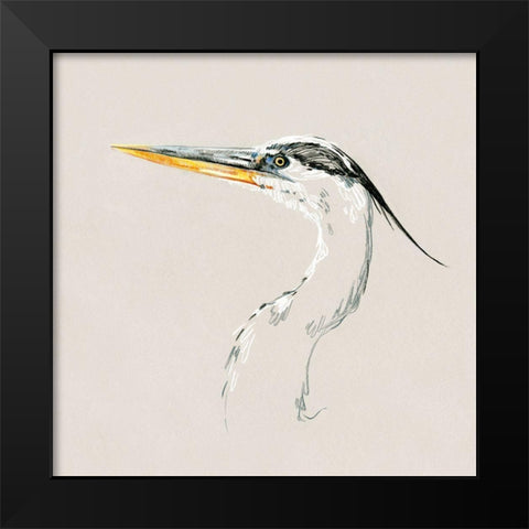 Bright Heron Sketch II Black Modern Wood Framed Art Print by Caroline, Emma