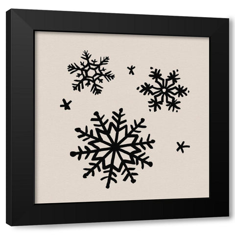 Snowflake Sketch I Black Modern Wood Framed Art Print with Double Matting by Green, Jacob