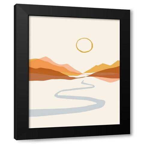 Geo Landscape Line II Black Modern Wood Framed Art Print with Double Matting by Barnes, Victoria