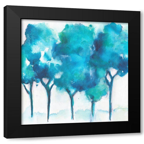 Turquoise Forest Black Modern Wood Framed Art Print by Combs, Joyce