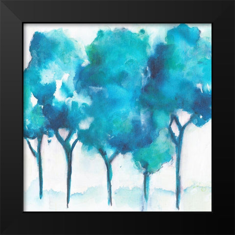 Turquoise Forest Black Modern Wood Framed Art Print by Combs, Joyce
