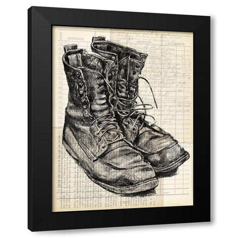 Boots on the Ground I Black Modern Wood Framed Art Print with Double Matting by Parker, Jennifer Paxton