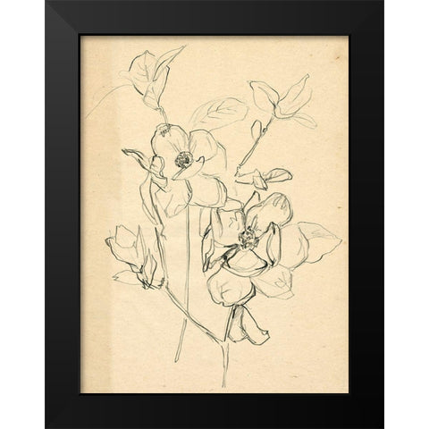 Contour Flower Sketch II Black Modern Wood Framed Art Print by Parker, Jennifer Paxton