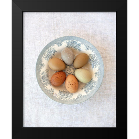 Rainbow Eggs on Blue Plate Black Modern Wood Framed Art Print by Soderman, Tania