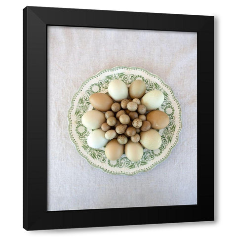 Eggs on Green Country Plate Black Modern Wood Framed Art Print with Double Matting by Soderman, Tania