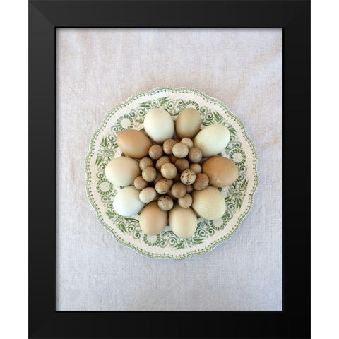 Eggs on Green Country Plate Black Modern Wood Framed Art Print by Soderman, Tania