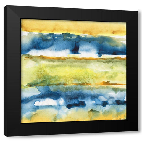 Watercolor Horizon I Black Modern Wood Framed Art Print with Double Matting by Combs, Joyce