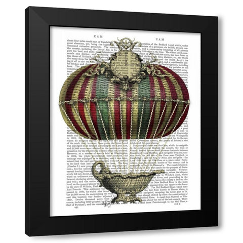 Baroque Fantasy Balloon 3 Black Modern Wood Framed Art Print with Double Matting by Fab Funky
