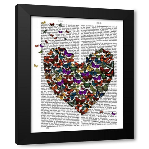 Butterfly Heart Black Modern Wood Framed Art Print with Double Matting by Fab Funky