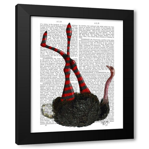 Ostrich with Striped Leggings Black Modern Wood Framed Art Print with Double Matting by Fab Funky
