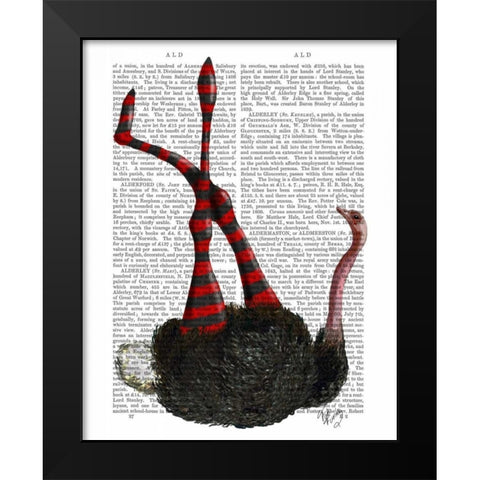 Ostrich with Striped Leggings Black Modern Wood Framed Art Print by Fab Funky
