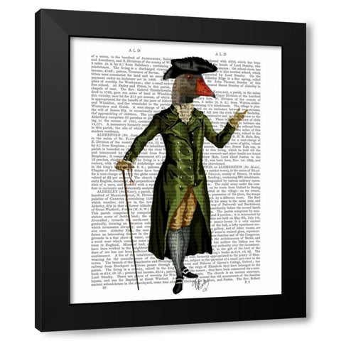 Goose in Green Regency Coat Black Modern Wood Framed Art Print by Fab Funky