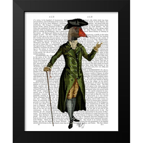 Goose in Green Regency Coat Black Modern Wood Framed Art Print by Fab Funky