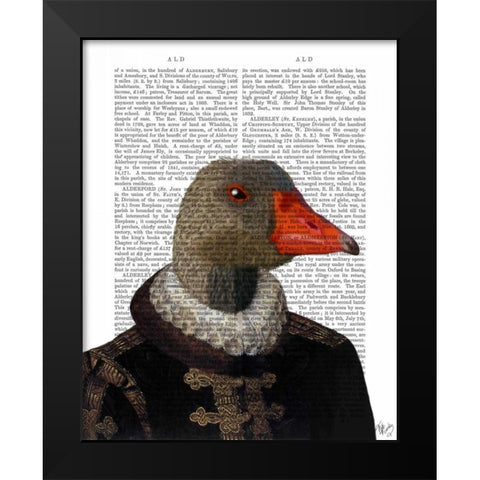 Elizabethan Goose in a Ruff Black Modern Wood Framed Art Print by Fab Funky