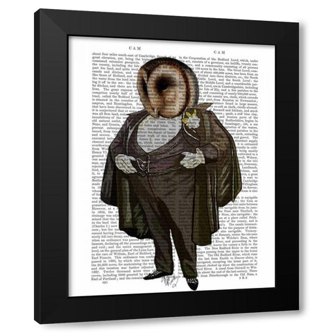 Owl At the Opera Black Modern Wood Framed Art Print by Fab Funky
