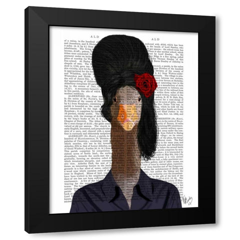 Amy Winehouse Goose Black Modern Wood Framed Art Print with Double Matting by Fab Funky
