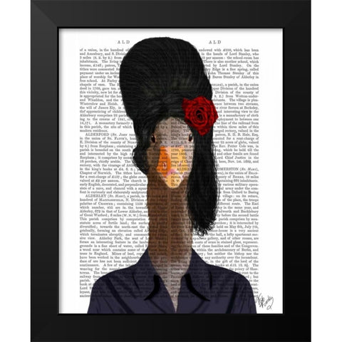 Amy Winehouse Goose Black Modern Wood Framed Art Print by Fab Funky
