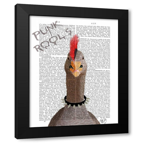 Punk Rock Goose Black Modern Wood Framed Art Print with Double Matting by Fab Funky