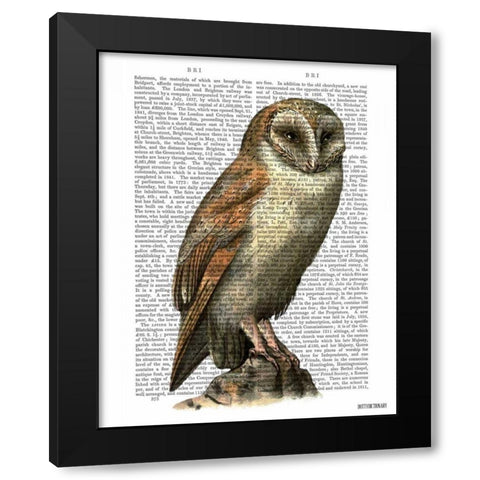 Barn Owl Black Modern Wood Framed Art Print by Fab Funky