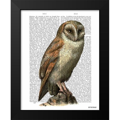 Barn Owl Black Modern Wood Framed Art Print by Fab Funky