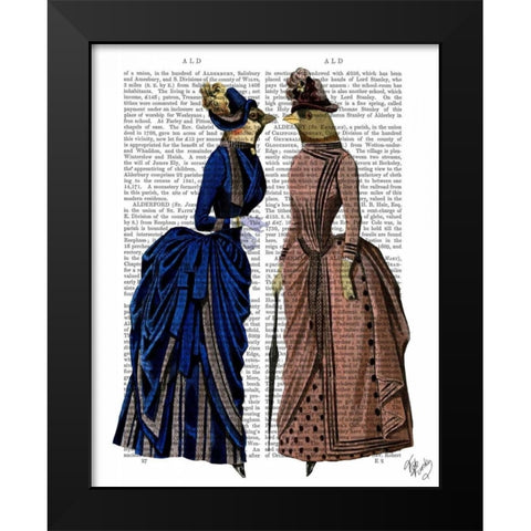 The Gossip Birds Black Modern Wood Framed Art Print by Fab Funky