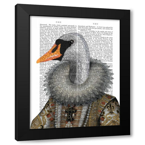 Elizabethan Swan Black Modern Wood Framed Art Print by Fab Funky