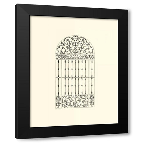 B-W Wrought Iron Gate III Black Modern Wood Framed Art Print with Double Matting by Unknown