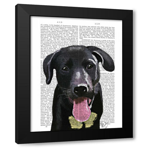 Black Labrador Plain Black Modern Wood Framed Art Print with Double Matting by Fab Funky