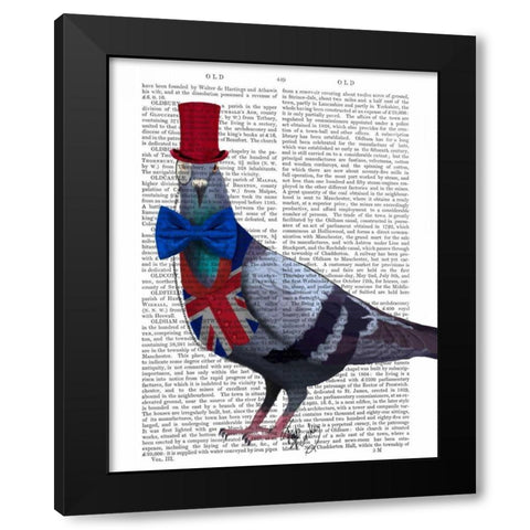London Pigeon Black Modern Wood Framed Art Print by Fab Funky